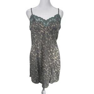 VTG 90s Victoria's Secret Sheer Animal Print Slip Dress M Babydoll Lace Mob Wife